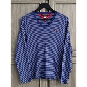 Vintage Tommy Hilfiger Womens Pullover Lightweight Sweater XL Blue Red Stripe